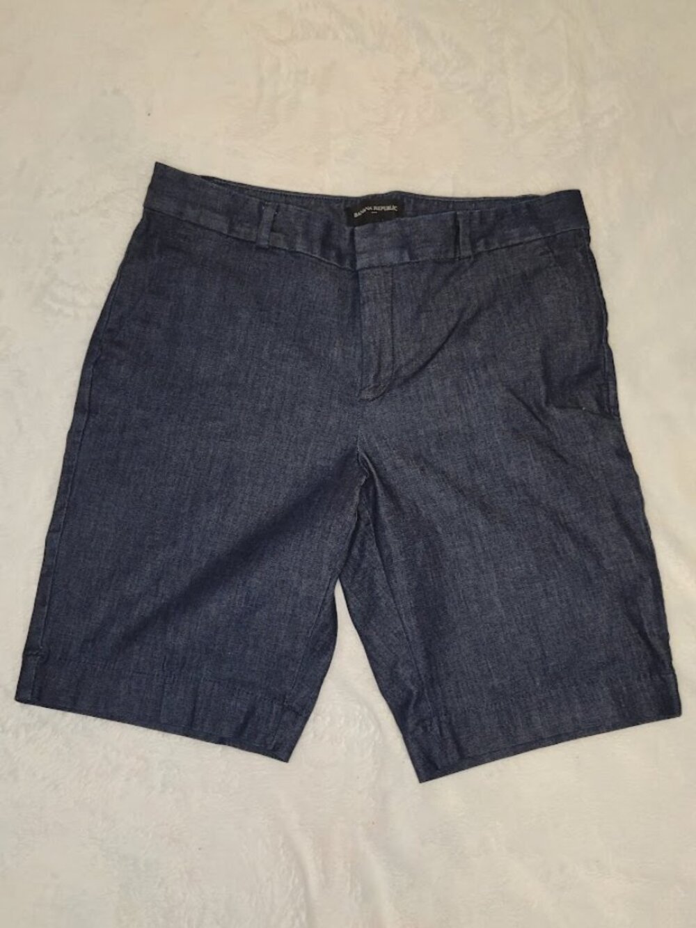 Banana Republic Factory Bermuda Shorts Blue Stretch Chino Flat Front Size 4